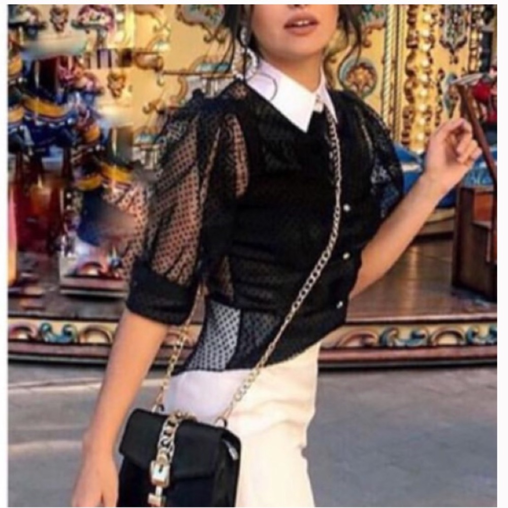 Zara Black and White Button Down Shirt